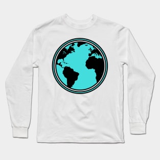 Blue, Black and White Planet Earth Long Sleeve T-Shirt